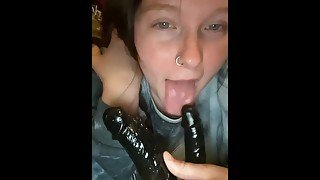 Getting my dildo nice and wet