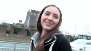 Naughty brunette teen babe Leyla pissing outdoors