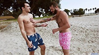 Wild fucking between two handsome gay dudes who love eating cum