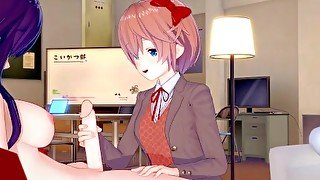 Futa Yuri x Monika[DDLC] — 3D HENTAI