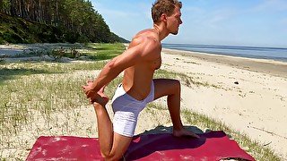 Sexy Yoga Session On Beach