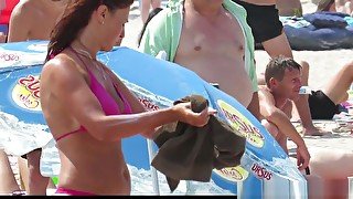 Sexy Bikini Thong Milf beach HD Video