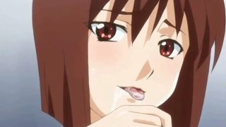 Hentai coed sucking stiff dick and swallowing cum in the