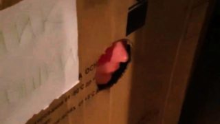 Kinky amateur guy getting his cock sucked at the gloryhole