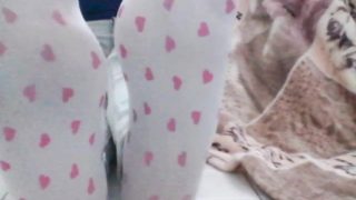 DIRTY WHITE SOCKS (WITH HEARTS) LONG FEET POV