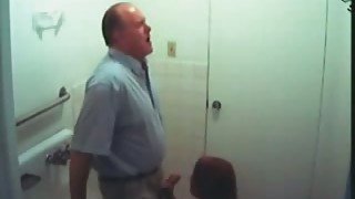 Hidden cam clip with a bitch sucking my boss's prick in the bathroom