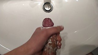 Big dick and huge cumshot from a teen