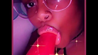 Sucking on my Lollipop Dick in my sexy glasses