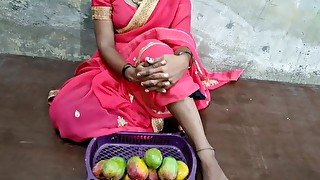 Indian poor girl selling a mango and hard fucking 