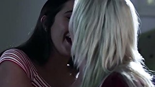 Buxom blond mommy Nina Elle had sex with raven haired sexy GF in bedroom