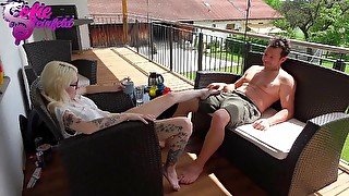 Openly on the balcony fucked