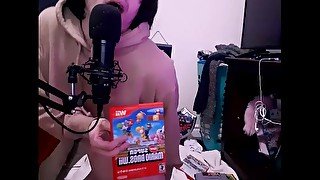 slutty femboy rides dildo while trying to show u his mario games~! (wholesome UwU)