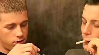 Gay cutie Ayden James smoking before anal and cumshot