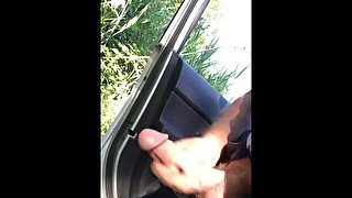 Roadside masturbation with big cumshot