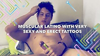 Muscular Latino with Very Sexy and Erect Tattoos