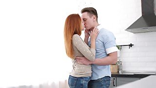 Adorable redhead teen gets fucked by a hunk