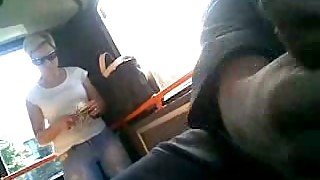 Jerking off on one sassy madam while riding public bus