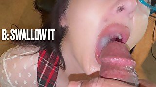 Student gets pop jizz quiz and swallows heavy load