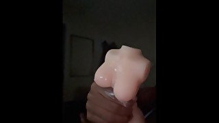 Teen fucking tiny sex toy with his big black dick😍