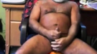 Silver daddy bear stroking his nice cock