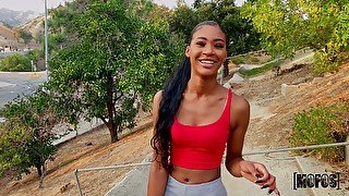 Small boobs ebony cutie Isla Biza spreads her legs to be fucked