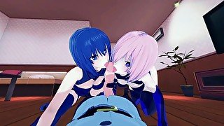 Fate Grand Order/Tsukihime Ciel and Mash Threesome Hentai