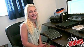 Aubrey Gold sucks a dick and gets fucked in her office