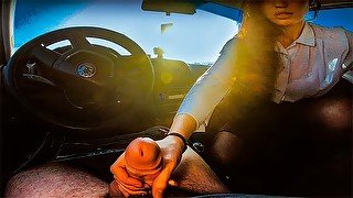 Sunset Car Blowjob and Cum Swallow