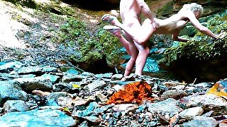 Waterfall Outdoor - Romantic Sensual Pegging - Switch - Hard Dp Passionate Pounding! Stand Lift Fuck