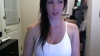 It's a shame I can't join this busty webcam model in her naughty fun