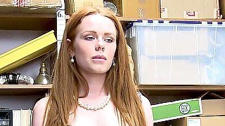 Petite redhead British teen shoplifter Ella Hughes fucked by a LP officer