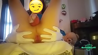 sissy uses her ass while watching