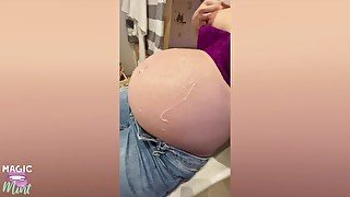 PREGNANT MILF ASKED ME TO CUM ON HER BIG BELLY