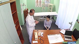 Brunette girl Lady D comes to the doctors office for some dick