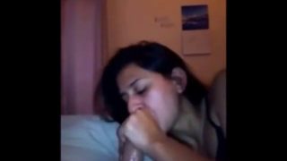 Amateur brunette wife sloppy blowjob