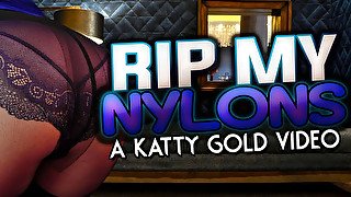 Kattie Gold in Rip My Nylons A Katy Gold Video - StockingsVR