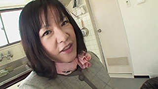 Naughty Japanese housewife sucking a dick in POV - Kiyoe Majima