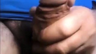 Dad stroking his thick uncut cock on cam (no cum)