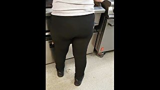 Step mom pulled off leggings in kitchen fucking step son to cum on her huge ass