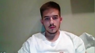 Spanish gorgeous boy with huge thick cock cums on cam