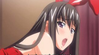 Hentai babe in bunnygirl costume rides hard cock