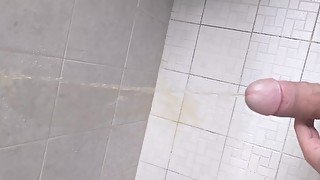 Huge desperation pee from big cock