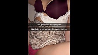 Cheating college girl fucked roughly in student dorm on Snapchat