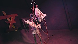 Lily Lu As Rigger Tie Up Valkiryz The Rope Bunny In An Intense Shibari Bondage Rope Session -tattoo Punk Emo Goth Bdsm Fetish