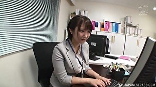 Horny Japanese secretary gets wild with her colleague at the office