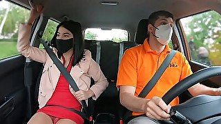 Perkyboobs babe fucked outdoor in car by driving instructor