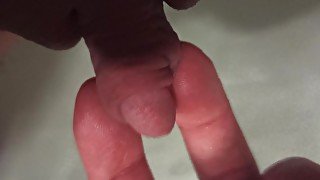 I masturbate my big clit in the bathroom just like a small cock