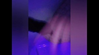 Big ass goth in fishnets fucks herself under blacklight (trying out my new tail!)