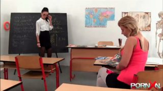 Teacher in the classroom pussyfucked a bad student with rubber toy