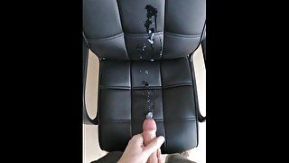 Shooting a huge cumshot on the boss's chair.